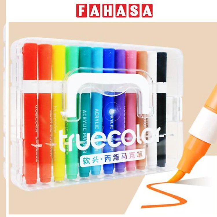 Hộp Bút Lông Màu Acrylic Truecolor ZCA0628 (12 chiếc)