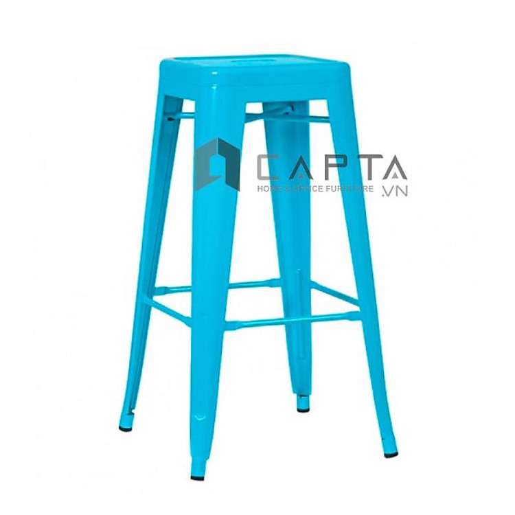 Ghế đảo bếp màu xanh dương CB TOLIX-T5 Nội thất Capta.vn Ghế quầy bar màu xanh dương thép sơn tĩnh điện không lưng tựa chân cố định