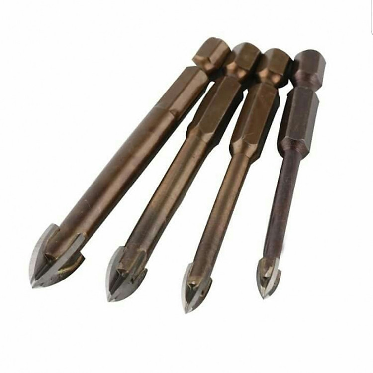 Bộ 4 mũi khoan gạch men, đá hoa,... chuôi lục giác 6.35mm