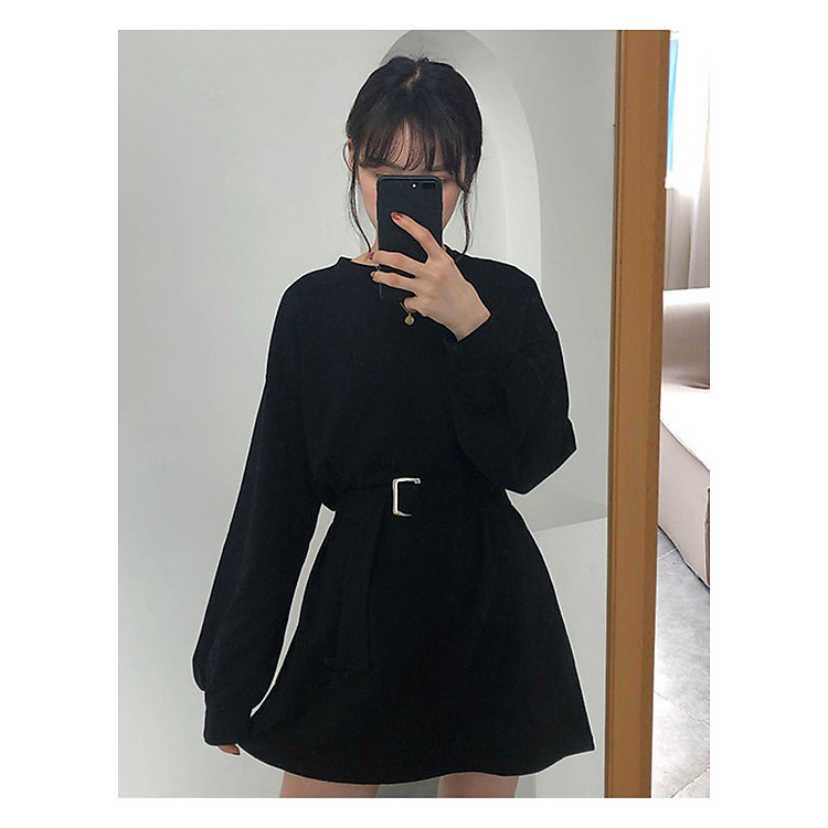 Váy Sweater Tay Bồng Tặng Kèm Dây Lưng Siêu HOT