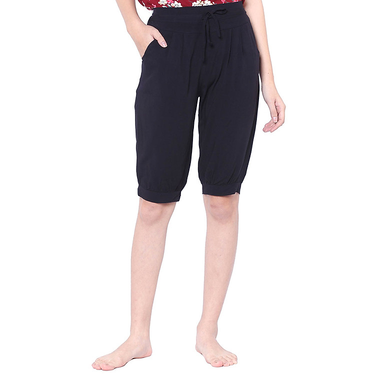 Quần Ngố Bo Gấu lanh (Tole) Vicci Màu Đen