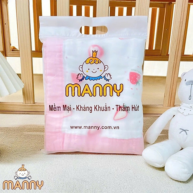 Khăn Xô Đa Năng MANNY Viền Hồng Chính hãng Giá tốt - Hình ảnh 5