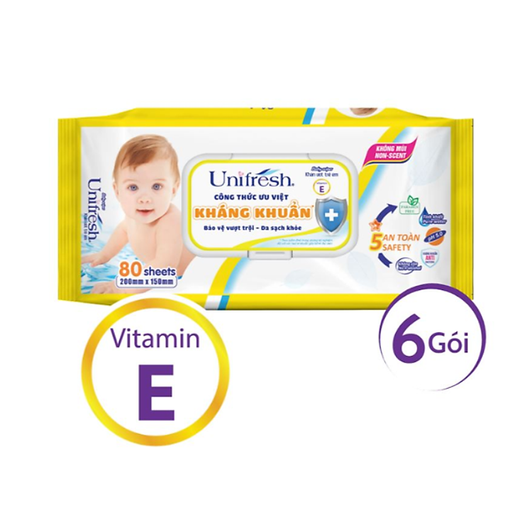 Combo 6 Khăn Ướt Unifresh Vitamin E Giá rẻ - Hình ảnh 3