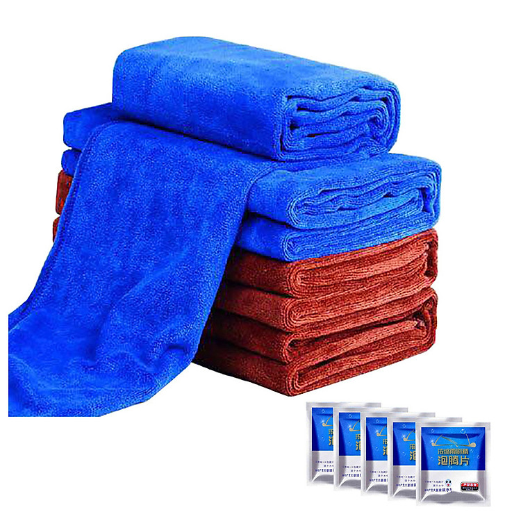 5 Khăn Lau Xe Ô tô, Xe Hơi, Xe Máy chuyên dụng siêu sạch ( giao màu ngẫu nhiên ) - Hàng Chính Hãng - Quà Tặng 2 Viên Sủi Rửa Kính