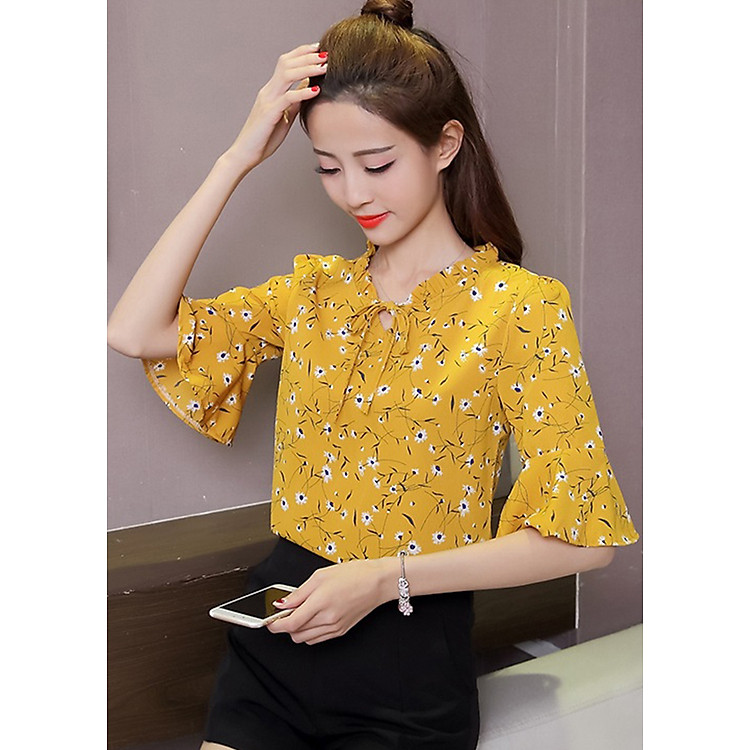 Áo nữ tay lỡ họa tiết hoa lá sm139