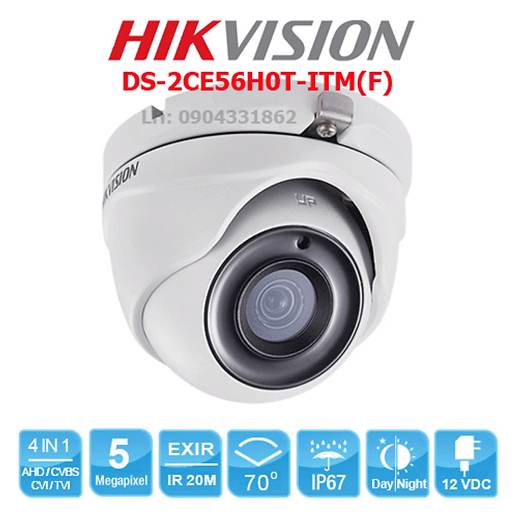 Camera Hikvision HD TVI 5.0Mp độ phân giải 2K ( 2560 x 1944 ). Sử dụng với đầu ghi hình qua cáp đồng trục. Mã SP H0T - Hàng chính hãng.