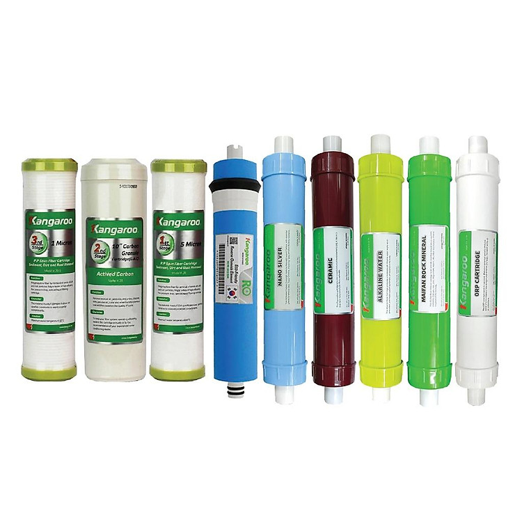 Hàng chính hãng Trọn bộ 9 lõi lọc nước Kangaroo hàng chính hãng dùng cho máy lọc nước Kangaroo KG109A KV