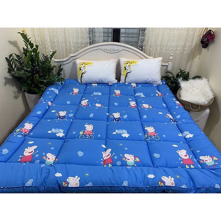 Tấm làm mềm đệm topper home collection loại đẹp - Heo Peppa - Tặng kèm 1 móc khóa Houston