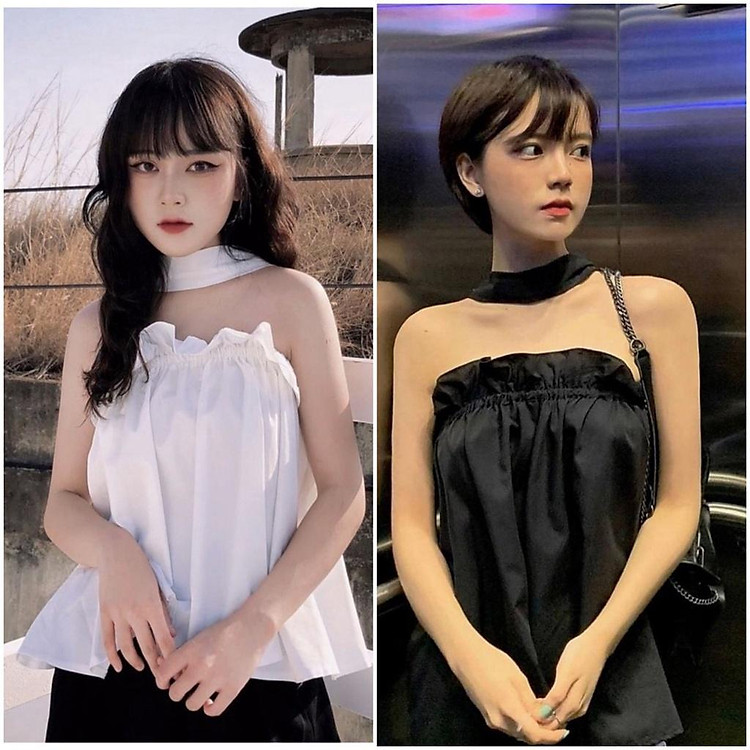 áo ống nữ kiểu AlVA TOP hở lưng khoen tròn, áo quây bánh bèo dáng babydoll 2 màu basic