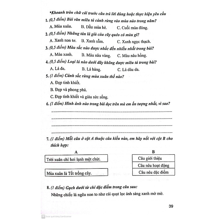 Bộ Đề Kiểm Tra Môn Tiếng Việt Lớp 3 - Ảnh 6