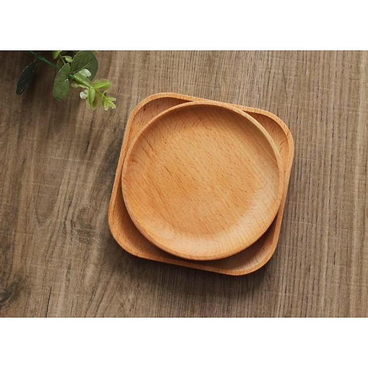 Khay Đĩa Gỗ Vuông Tròn Màu Tự Nhiên Nhỏ Gọn