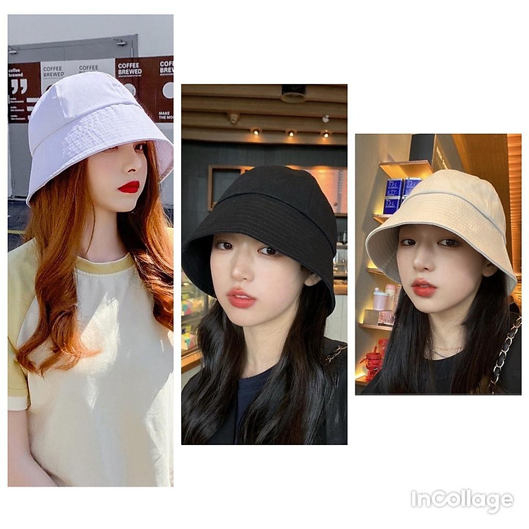 Mũ bucket vành cụp trơn nhiều màu