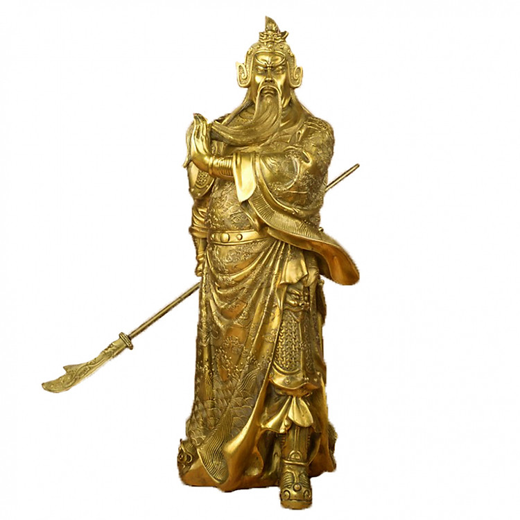 Tượng quan công Vân Trường đứng bằng đồng thau