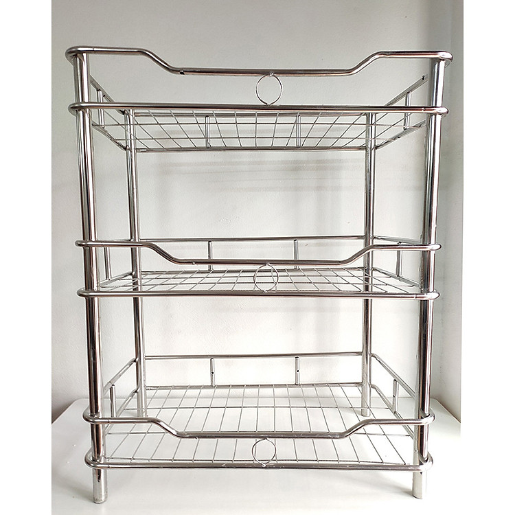 Kệ bát inox 3 tầng 50x30x66cm - kệ inox để chén bát - kệ để gia vị inox cao cấp