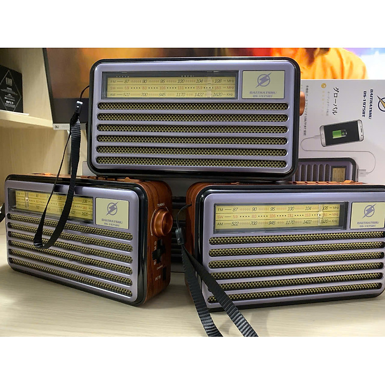 Đài Radio FM DS-1975BT Nhật-Kiểu Dáng Cổ Điển - Loa Bluetooth 5.4 Hỗ Trợ USB, Thẻ nhớ, Cáp sạc typeC - Hàng chính hãng