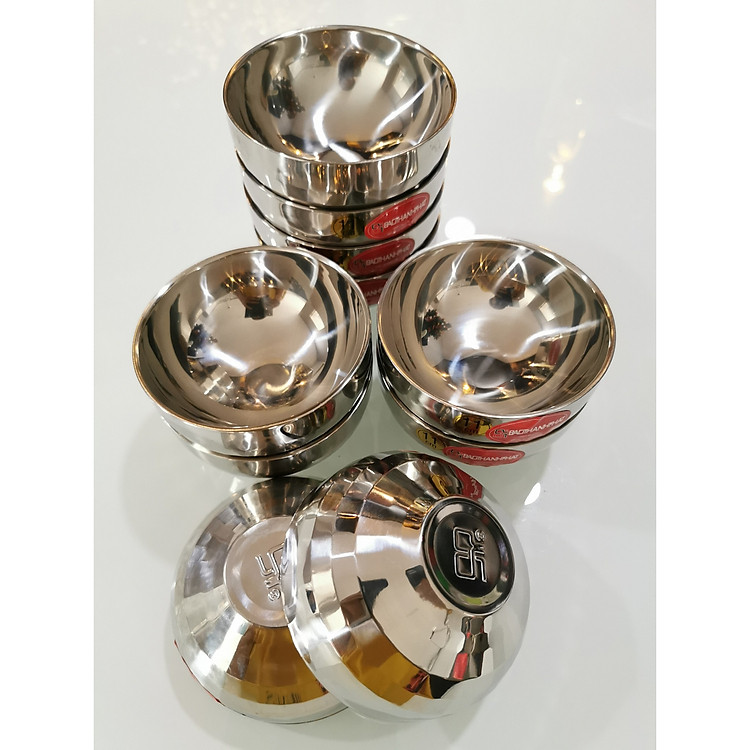 BỘ 10 CHÉN INOX CÁCH NHIET KIM CƯƠNG BAO THANH PHAT 11CM