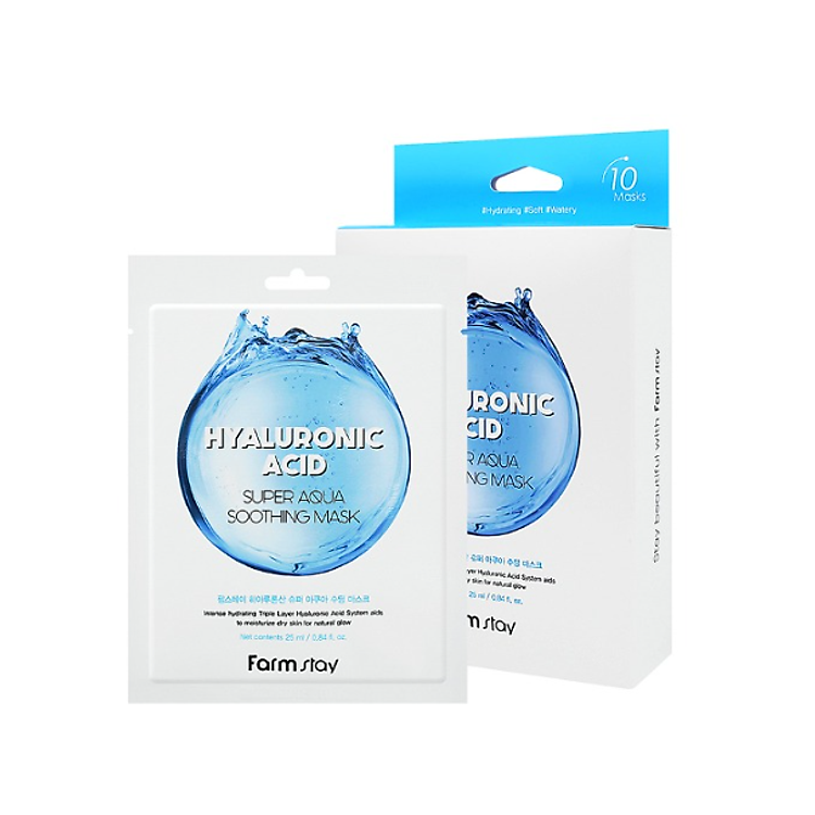 Mặt nạ mặt Hyaluronic Acid Super Aqua Farmstay (25ml x 10 miếng)