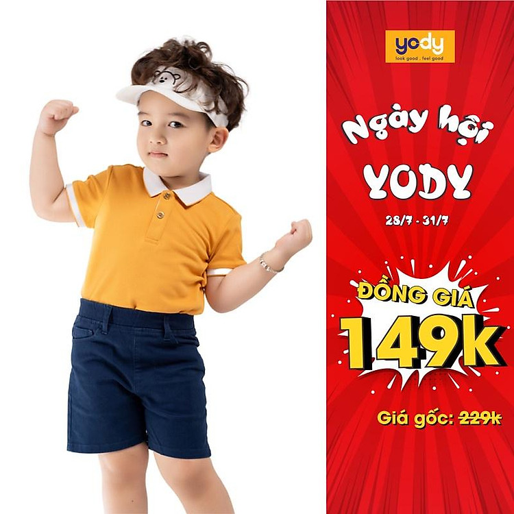 Áo Polo Kids YODY, Áo Thun Trẻ Em, Áo Có Cổ Cho Bé Trai, Bé Gái Kháng Khuẩn Khử Mùi, An Toàn Cho Bé - KID4066
