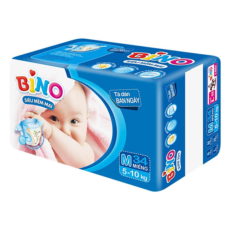 Tã Dán Bino Ban Ngày Bao Lớn Size M34 (34 Miếng)