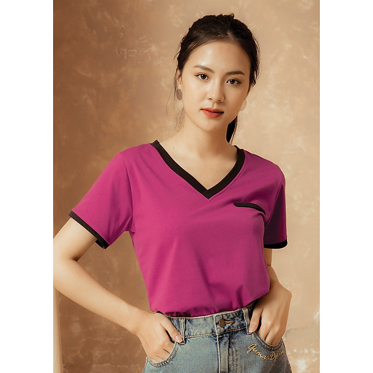 Áo Cổ V Phối Viền Gumac AT12978