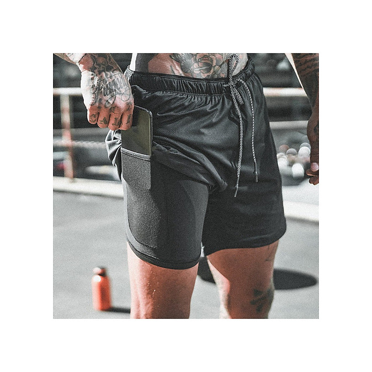 Quần Short Tập Gym Chạy Bộ Thể Thao Nam 2 Lớp