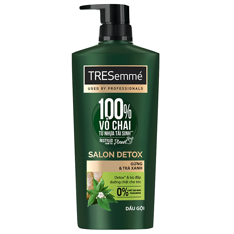 Dầu gội TRESEMME Salon Detox Dưỡng tóc chắc khỏe bóng mượt Gừng và Trà xanh Giúp detox tóc sạch sâu 850g