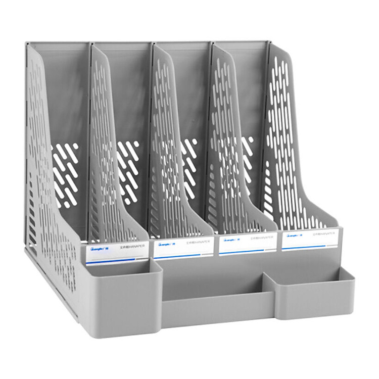 Giá hồ sơ 4 ngăn có ống cắm Guangbo (Ghi)