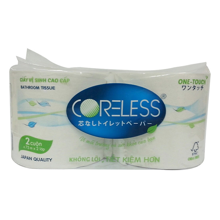 Giấy Vệ Sinh Coreless OT (2 Cuộn 75m x 2 Lớp)