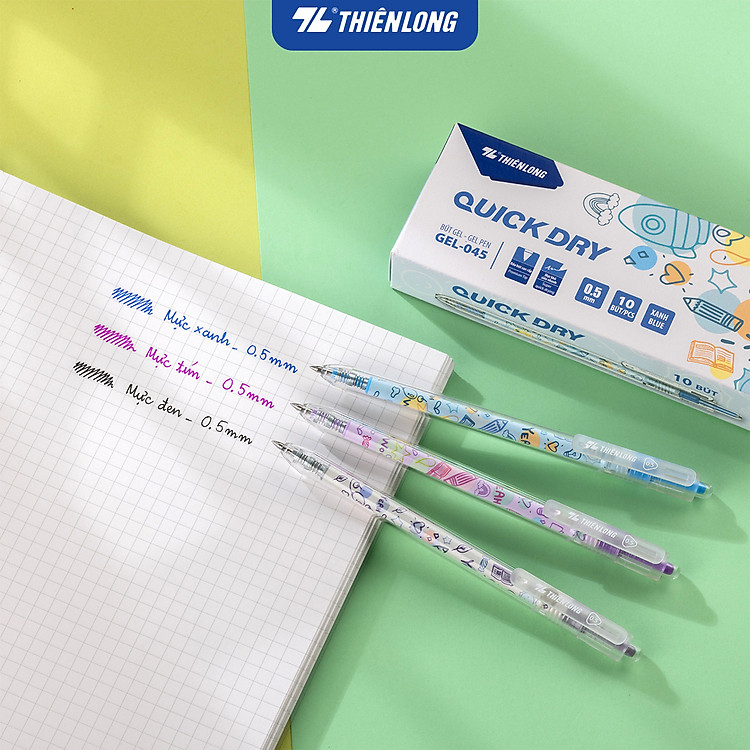 Bút gel Quick Dry Thiên Long GEL-045 – Mực đen