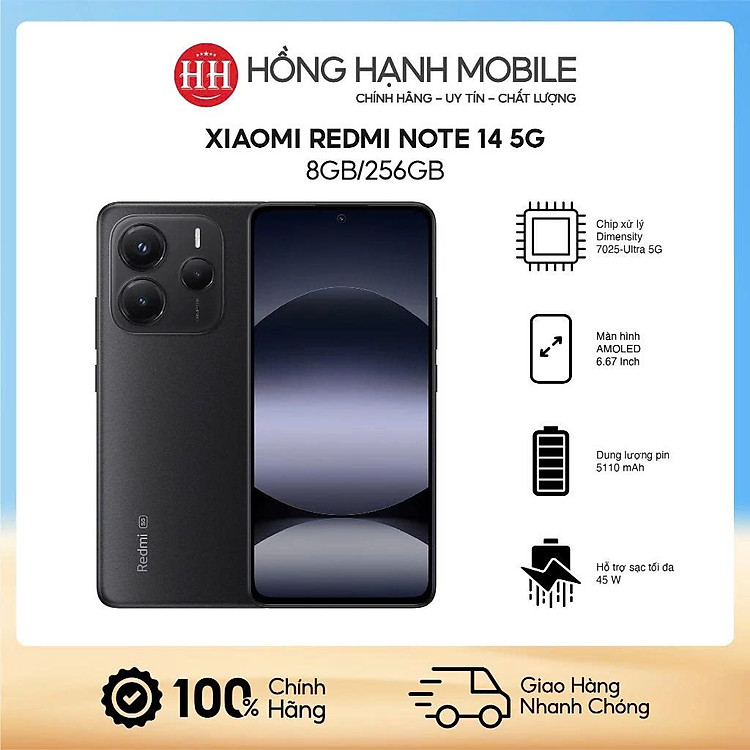 Điện Thoại Xiaomi Redmi Note 14 5G 8GB/256GB - Hàng Chính Hãng