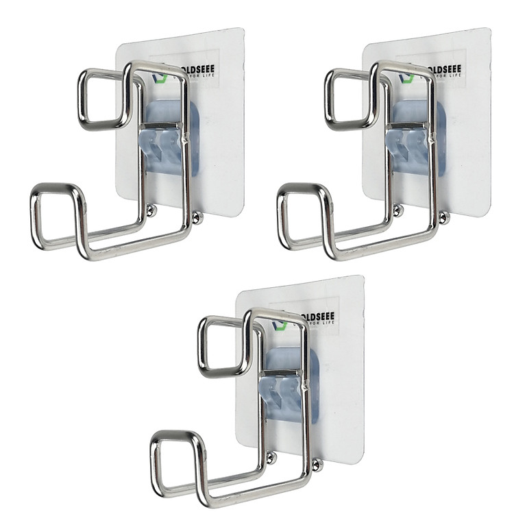 Bộ 3 móc úp chậu inox 304 thông minh sử dụng miếng dán cường lực GS0097