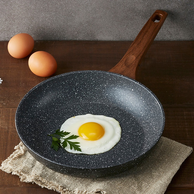 Chảo Nhôm Sâu Lòng Chống Dính Lock&Lock Baum Marble 1 Tay Cầm, Nắp Thủy Tinh LBU1305 (30cm)