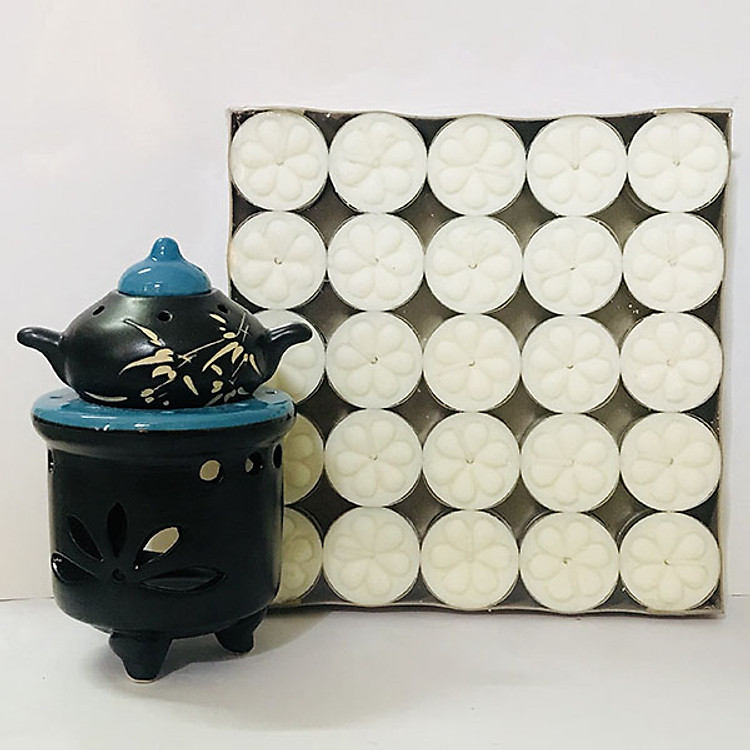 Combo Đèn Đốt Tinh Dầu Kèm 50v Nến