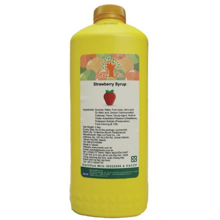 Siro Dâu/Dâu tây MauLin (MauLin Peach Syrup) Chai 2.5Kg - Nguyên liêu pha chế trà sữa hương thơm hảo hạng