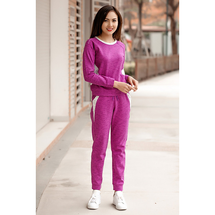 Bộ thu đông nữ Narsis M7031 màu tím phối ghi