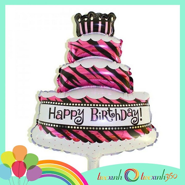 Bong bóng trang trí tiệc hình bánh sinh nhật - 3 tầng hồng - Ảnh 2