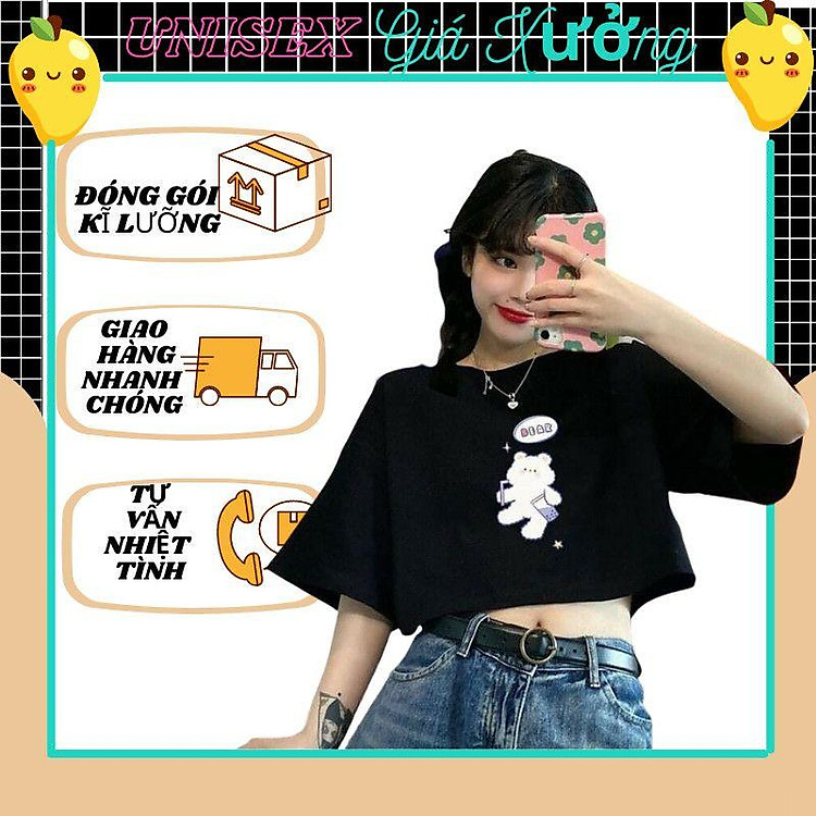 Áo croptop nữ tay lỡ , from rộng, freesize , thun cotton mềm mịn