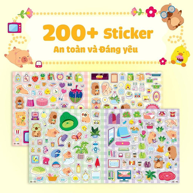 Tranh Đồ Chơi Bóc Dán Sticker Capybara Cho Bé - Ảnh 5