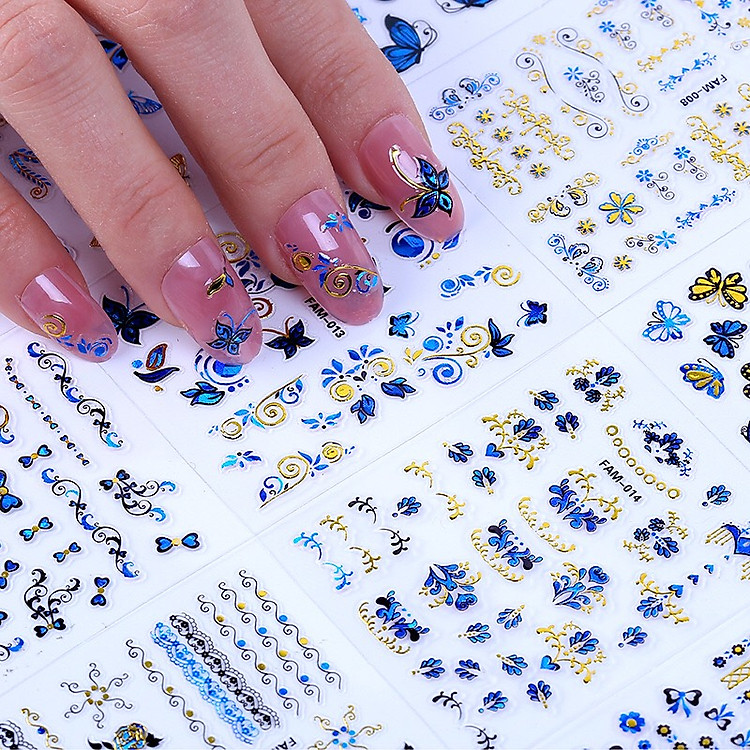 Bộ 10 tấm decal 3d trang trí móng tay siêu đẹp Justlove M-011