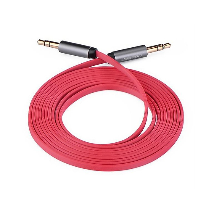Ugreen 10796 5M màu Đỏ Cáp âm thanh 2 đầu 3.5mm dây dẹt AV119 Hàng chính Hãng