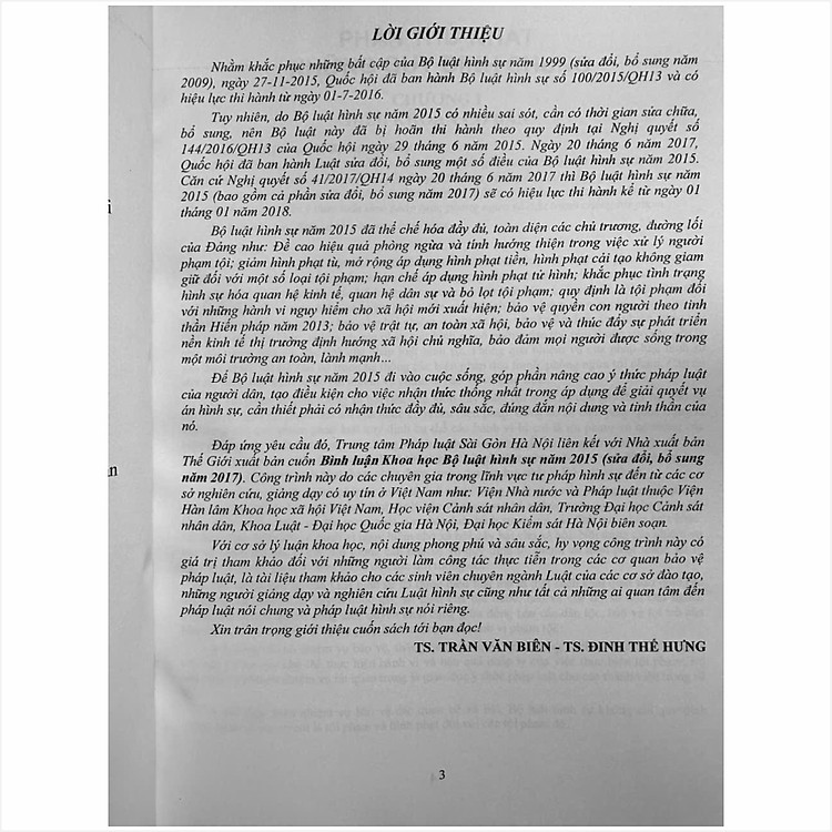 Bình luận Khoa học Bộ luật Hình Sự năm 2015, sửa đổi bổ sung năm 2017 - TS. Trần Văn Biên - Ảnh 2