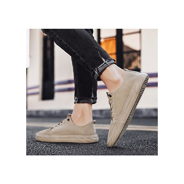 Giày Lười Nam Vải Denim Khâu Siêu Bền Thời Trang Nam VNS-C22 Đế Cao Su Nguyên Khối, Vải Thoáng Khí Lót Cotton Thấm Mồ Hôi Khử Mùi Tự Nhiên