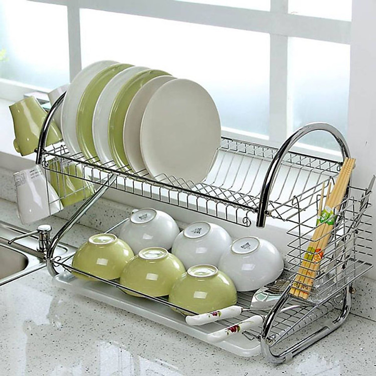 Kệ úp chén bát 2 tầng tiện dụng tiết kiệm không gian nhà bếp