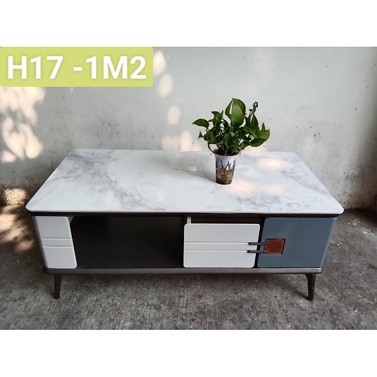 Bàn trà sofa Tundo mặt đá nhập khẩu vân xám
