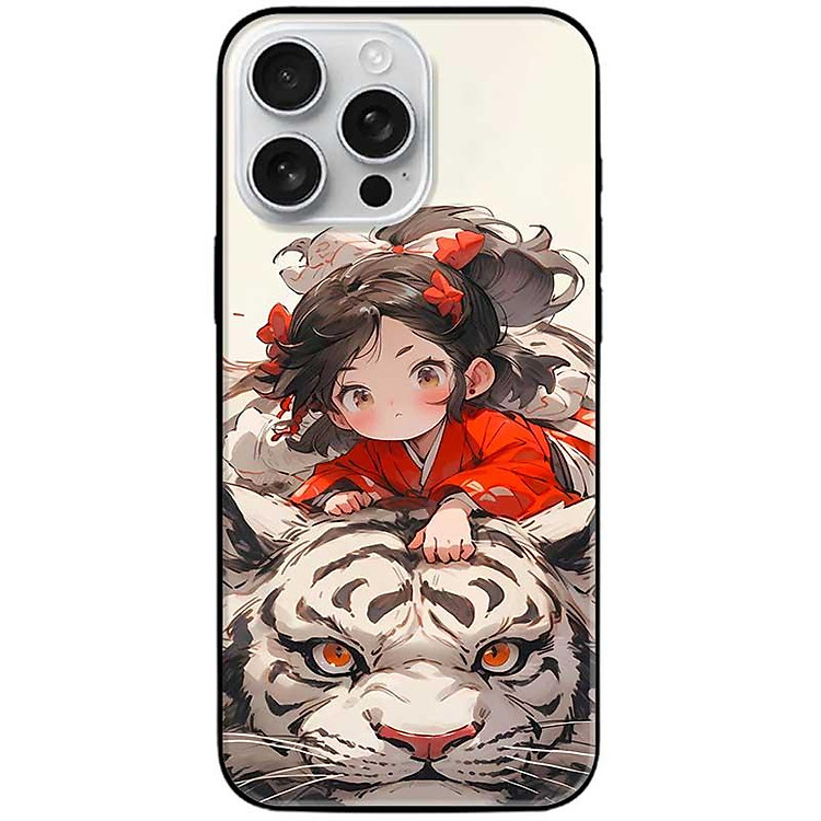 Ốp lưng cho IPhone 15 - 15 Plus - 15 Pro - 15 Pro Max - 16 - 16 Plus - 16 Pro - 16 Pro Max - Cô Bé Và Hổ Trắng - Hàng Chính Hãng