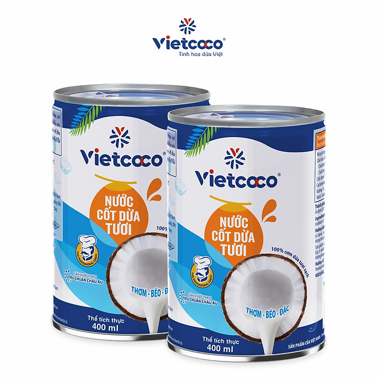 COMBO 2 LON NƯỚC CỐT DỪA TƯƠI VIETCOCO 400ML