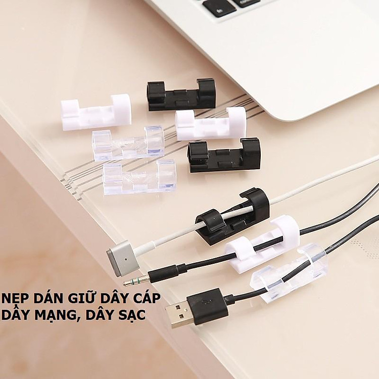 Vỉ 20 Nút Nhựa Giữ Dây - Nẹp - Kẹp Dán Tường Giữ Cố Định Dây Điện, Dây Máy Tính, Dây Mạng Tiện Dụng Trong Nhà. Kingler 5733