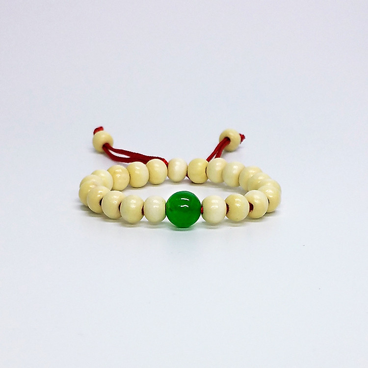 (GỖ DÂU THẬT) Vòng dâu tằm đính thủy ngọc cho bé - Vòng tay cho bé sơ sinh