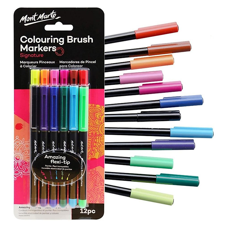 Bộ Bút Cọ Coloring Brush 12 Màu Mont Marte (12 chiếc)