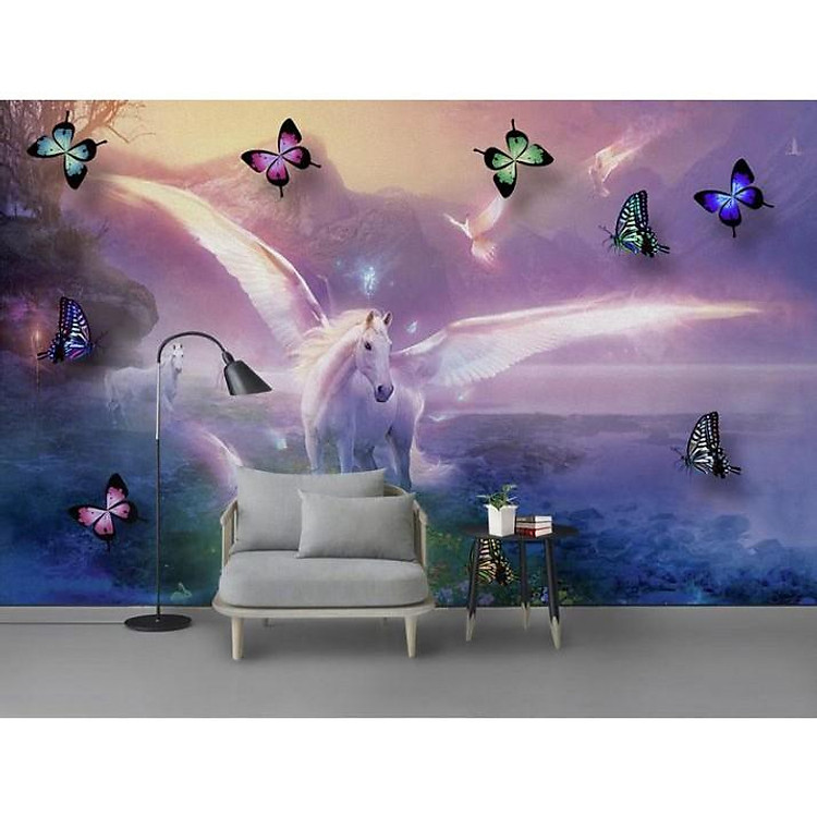 Tranh dán tường phong cách hiện đại - vải lụa phủ kim tuyến